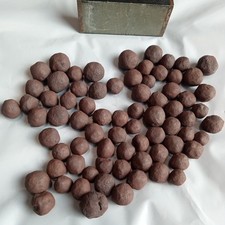 74 Antique Hand Made Primitive Red Clay Marbles USA Not Magnetic Old Peewee