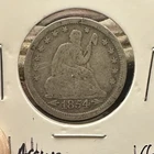 1854 Philadelphia Mint 90% Silver 25c Seated Liberty Quarter with Arrows VG