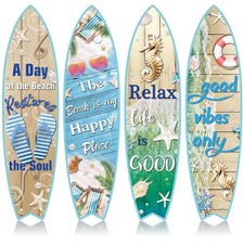 4 Pcs Surfboard Wall Decor Surfboard Wall Hanging Sign Wooden Beach Decoration S