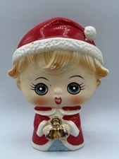 VTG Lipper & Mann Flat Head Christmas Boy Caroler Bells Figurine Kitschy 5.5” H