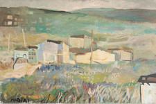 MARIO MADIAI Quadro Dipinto Olio su Tela Paesaggio Toscano Casolari Livorno Raro