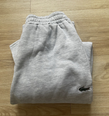 Lacoste Herren Jogginghose Grau Gr. S Unifarben Elastikbund Tunnelzug