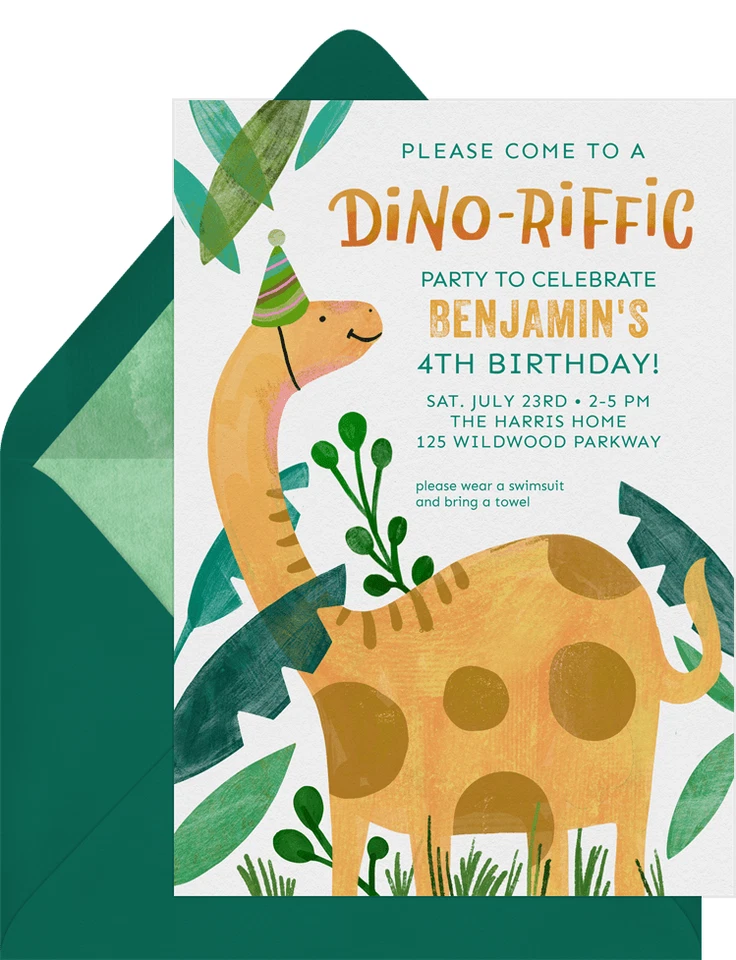 Digital Dinosaur Birthday Party Invitation Personalized Texts 6 - Image 3 of 4