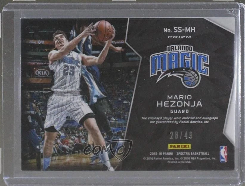 2015-16 Panini Spectra Light Blue Prizm /49 Mario Hezonja #SS-MH Rookie Auto RC - Image 2 of 2