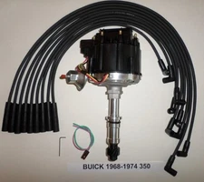 BUICK Small Block 350 1968-1974 HEI DISTRIBUTOR & Black 8mm Spark Plug Wires USA