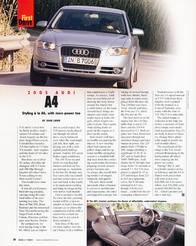2005 Audi A4 - Classic Car Original Print Article J98 | eBay