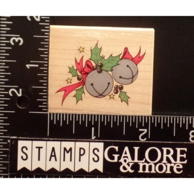 HERO ARTS RUBBER STAMPS E628 JINGLE BELL BORDER HOLLY SRATS BOW CHRISTMAS #T39