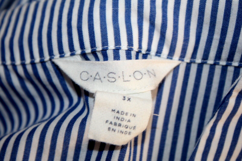 Caslon Womens Blue Striped Embroidered Bell Sleeve Peasant Blouse Plus Sz-3X - Picture 2 of 4