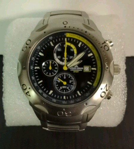 Jacques Lemans Chronograph Sport Watch JL 1-1265 Stainless Band New Battery