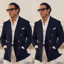 Black Men's Suits Peak Lapel Leisure Business Tuxedos Wedding Prom Party Blazer