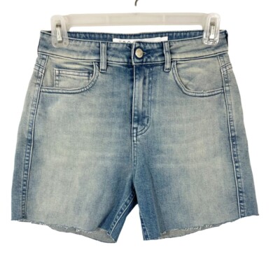 IRO Dova Jean Shorts Light Wash Denim Raw Hem - Women's Size 25
