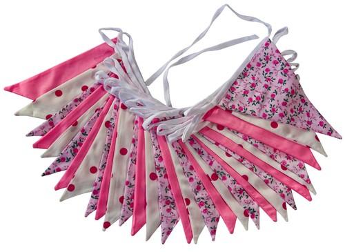 Fabric Bunting Banner 30 Triangle Flags Birthday Party Pennants Lots Of Colours - Picture 8 of 17
