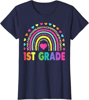 First Grade Rainbow Teacher Team 1st Grade Present Ladies' Crewneck T-Shirt