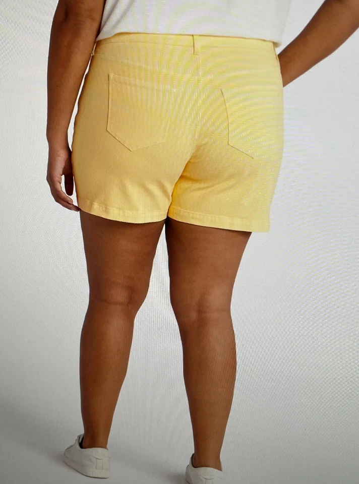 Pantalones Cortos Natural Reflections Para Mujer 22W Amarillo Bolsillos Cortados Parte Inferior Cremallera Mosca Nuevos Sin Etiquetas Foto 2 de 4