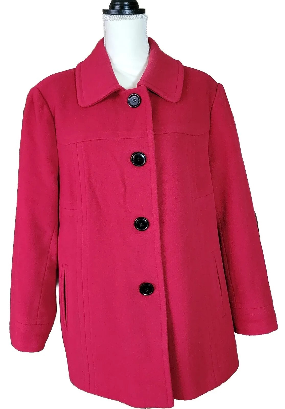 Jason Kole Wool Coat Jacket Solid Red Womens Size… - image 1