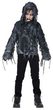 California Costumes Zombie Hoodie Child Costume, Black/Gray, Large