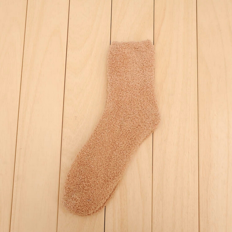 Mens Solid Color Cashmere Socks Fluffy Socks Thermal Cosy Sock Slipper