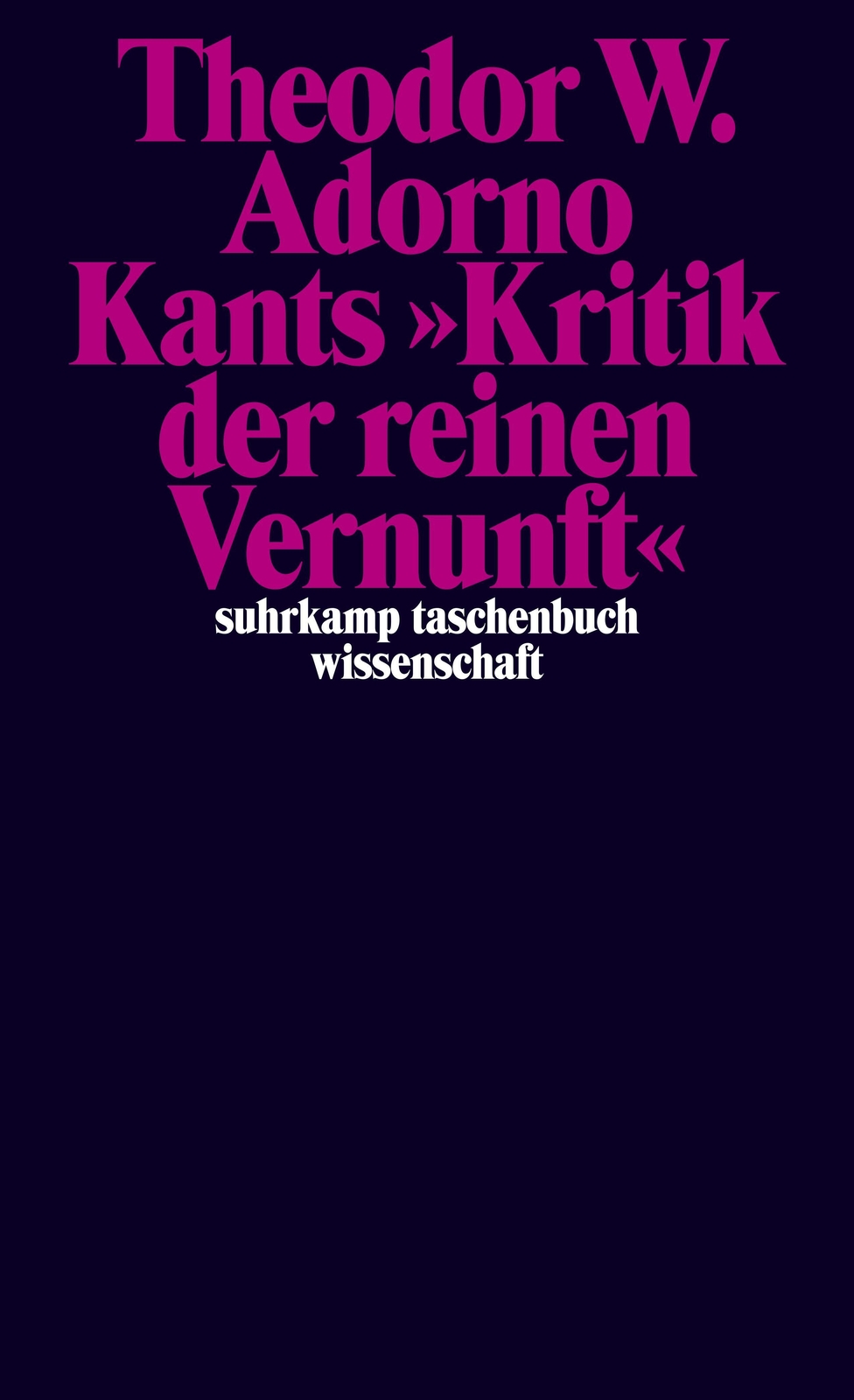 Kants »kritik Der Reinen Vernunft« (1959) Band 4 Theodor W. Adorno