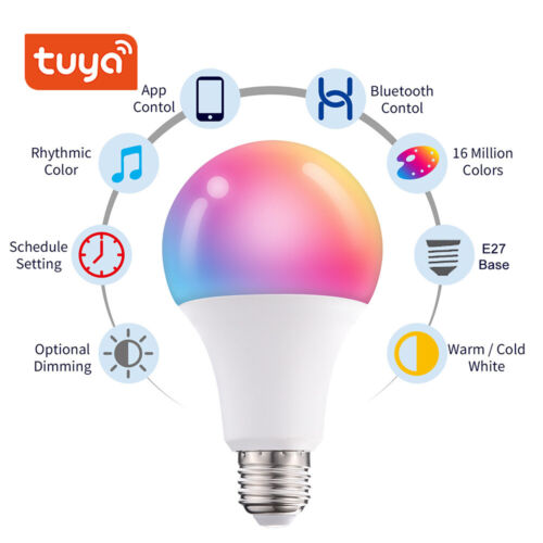 E27/B22 Tuya Wifi Smart LED Light Bulbs 10W Dimmable Bluetooth RGB Lamp Lighting - Picture 7 of 11