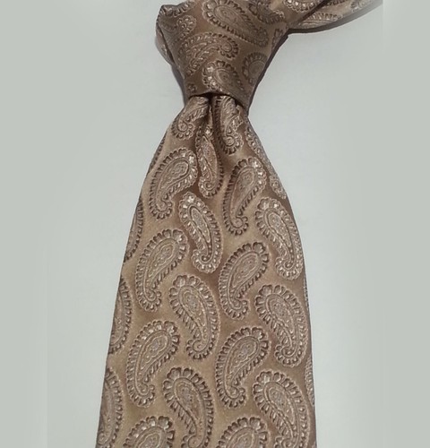 DKNY Men Dress Silk Tie Gold with Paisley Print 60" long 3.5" wide Made in USA - Picture 9 of 9