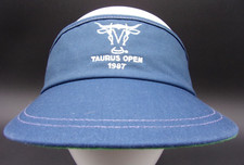 Golf Visor Hat Cap Taurus Open One Size 1987 Blue Green Duckster Vintage