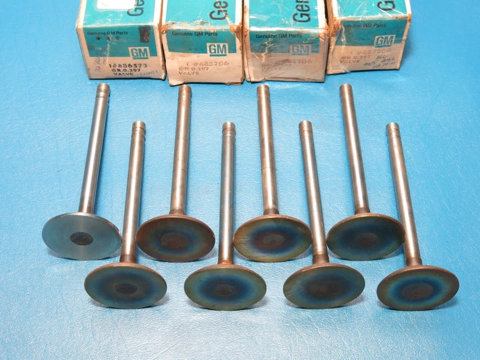 Juego de válvulas de escape GM 1971 Pontiac GTO LeMans Firebird 455 483206 486571 NOS Foto 4 de 4