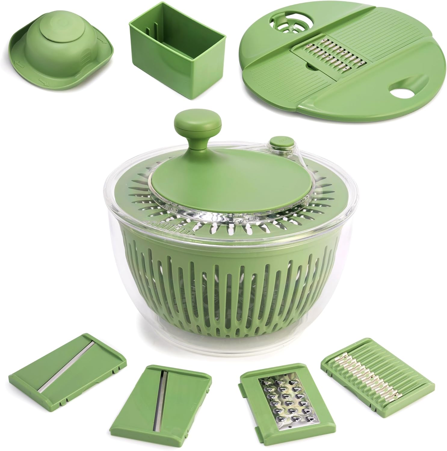 Salad Spinner Large, Vegetables Wash Bowl, Fruits & Herb Lettuce Dryer with 5 Bl-image