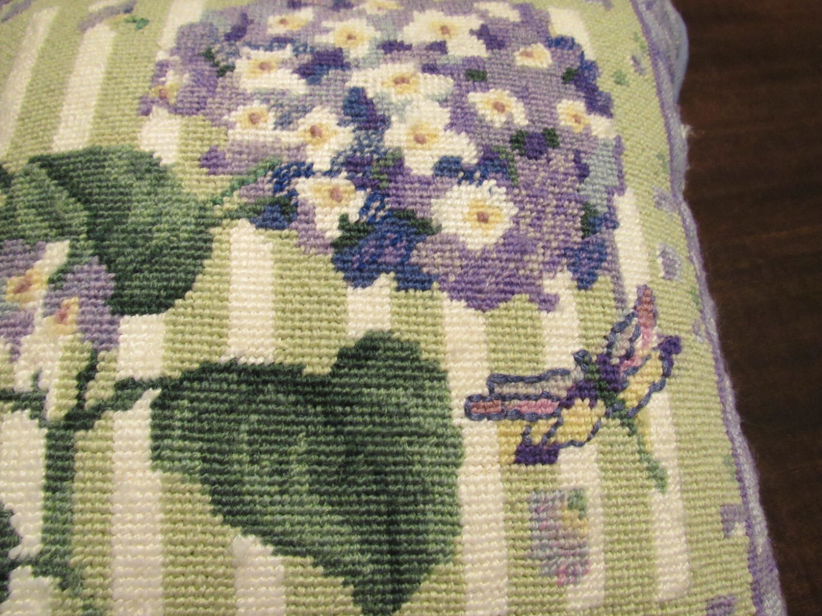 Needlepoint Hydrangea Dragonfly Pillow 12 x 12" eBay