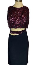 2 Piece Formal Cutout Sequin Top Formal Skirt Set Pink Fiesta USA Made