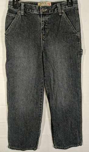 PLACE Boys Dark Wash Adjustable Waist Reg Fit Straight Leg Carpenter Jeans sz 12