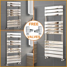 Chrome Flat Panel Bathroom Towel Rail Designer Radiator With Free Angled Valves