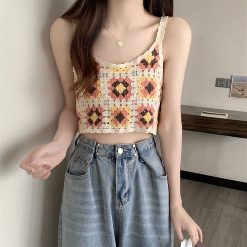 Sleeveless Outerwear Vest Knitted Crop Tops Hot Sale Strap Vest Lady - Picture 12 of 22