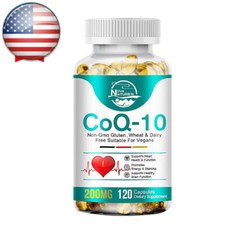 CoQ10 200mg, 120 Capsules, Vegetarian Capsules, Non-GMO Coenzyme Q10 Ubiquinol 