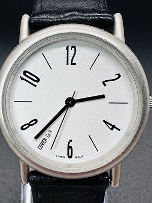 Working COVER Swiss Made Black Band White Dial Men's Watch CO9 S2