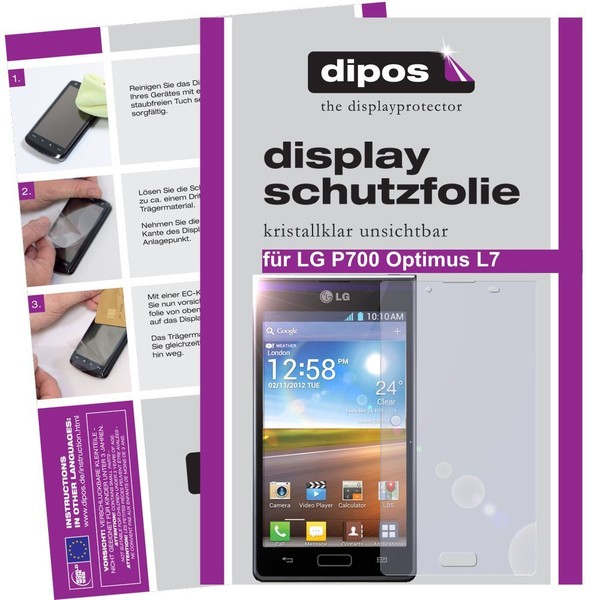 2X Schutzfolie FüR Dipos Crystalclear Lg P700 Optimus L7 Displayfolie-image