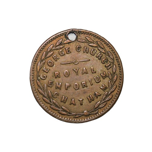 England 1800's Kent Chatham George Church Farthing Brass Trade Token W.1340 - Picture 2 of 2