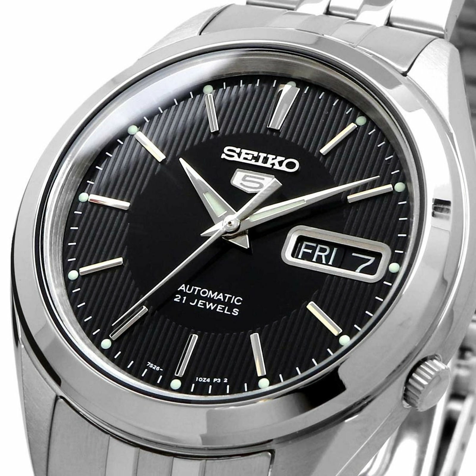 SEIKO 5 SNKL23K1 SNKL23 Automatic 21 Jewels Black Dial Stainless Steel Men Watch