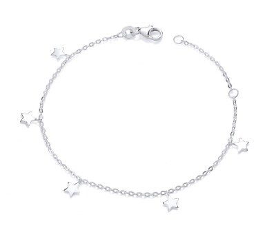925 Sterling Silber STERN Charm verstellbares Armband - Damen oder Mädchen