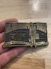 Mining Belt Buckle Collector METAL Man Cave Original 1991 Safety Award Patina