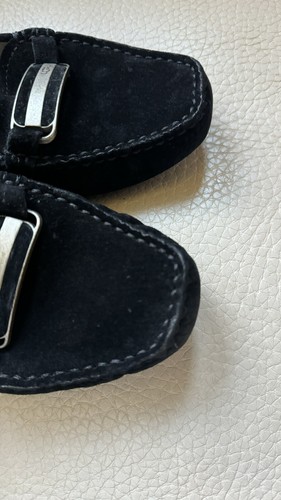 UGG Moccasin Shoes slippers Women’s Size 6.5 Black Suede Sheepskin Preowned - Picture 7 of 12