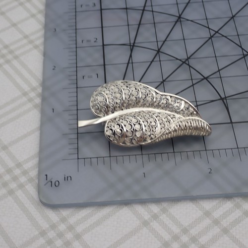 Vintage Sterling Silver NW Germany Scrolled Leaf Pin Brooch - Picture 3 of 5