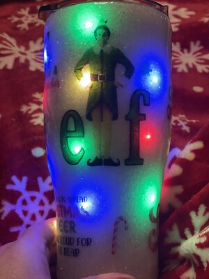 Elf The Movie Light Up 30oz Stainless Steel Glitter  Tumbler Buddy The Elf