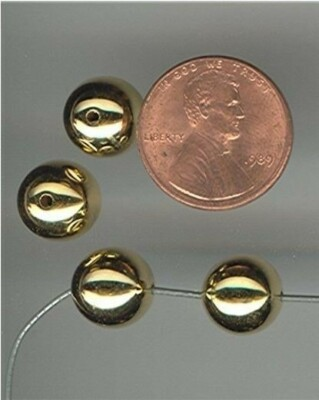 #ad 100 VINTAGE GOLD PLATED ACRYLIC ROUND SMOOTH 10mm. BEADS Z404 $7.49