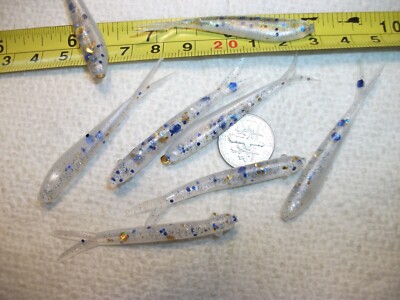 100-2 1/4''-CRAPPIE-PANFISH-SCENT-SOFT MINNOWS-JIGS-GRUBS-lure-split tails-flukes