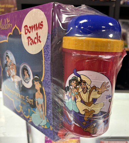 Disney Aladdin Jasmine Dinnerware Set Cup Bowl Plate Bonus W/Water Bottle & Fork - Picture 2 of 8