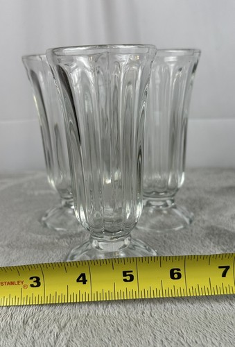 Vintage CLEAR GLASS FOOTED Set of 3 ICE CREAM / SODA / PARFAIT / SUNDAE GLASSES - Picture 6 of 6