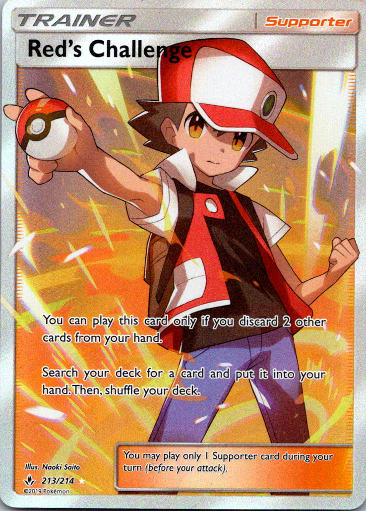 Red's Challenge (Full Art) 213/214 Sm-Unbroken Bonds Holo Pokemon TCG Near Mint