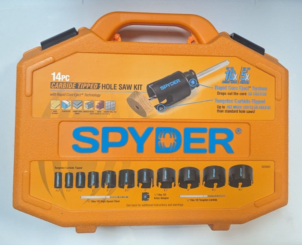 SPYDER 14pc Carbide Tipped Hole Saw Kit 600880 BRAND NEW 884835005153 eBay