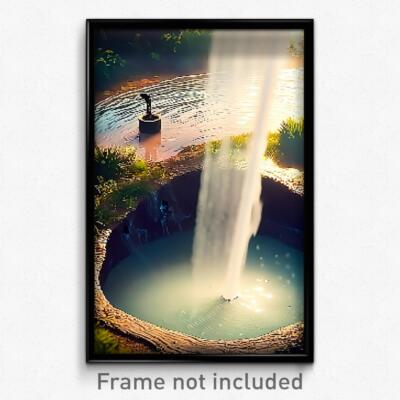 Pixel Art Poster - Wild Watering Hole (8 Bit Psychedelic Video Game Print)