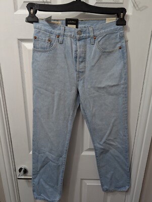 Levis 501 Original Cropped High Rise Straight Jeans hellblau Waschung Größe W25 L26